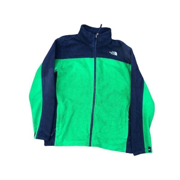 THE North Face Fleece Sweatshirt XL Boys Green/Navy Blue - Picture 2 of 14